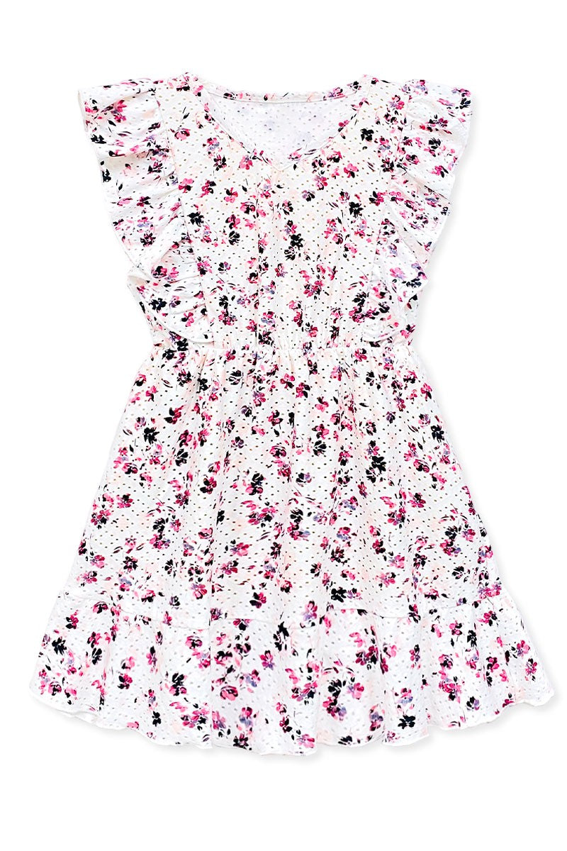 Girls Eyelet Dress W/Ruffle