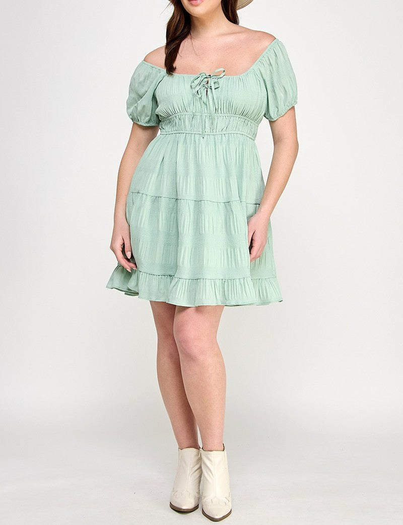 Crinkle Front Tie Mini Dress