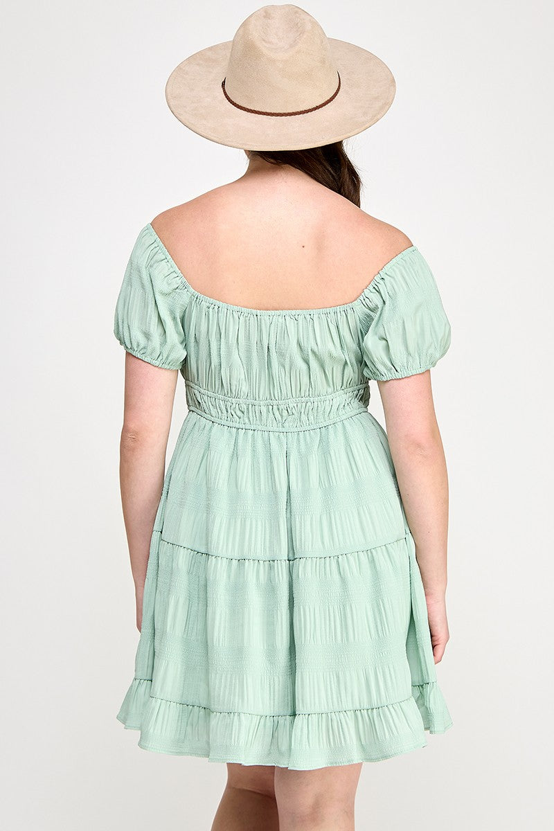 Crinkle Front Tie Mini Dress