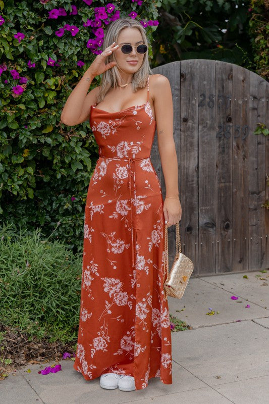Floral Satin Maxi
