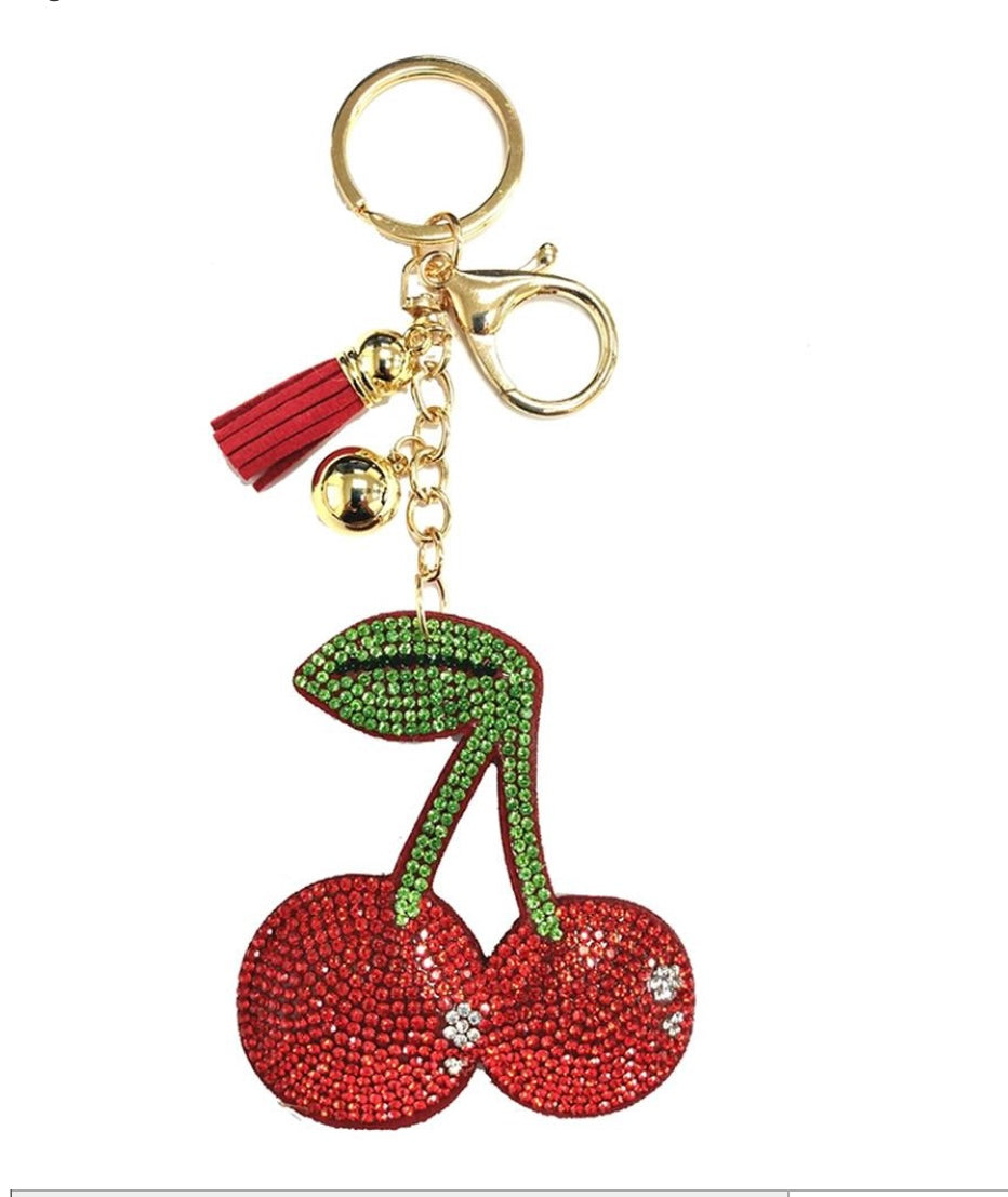 Cherry Rhinestone Keychain
