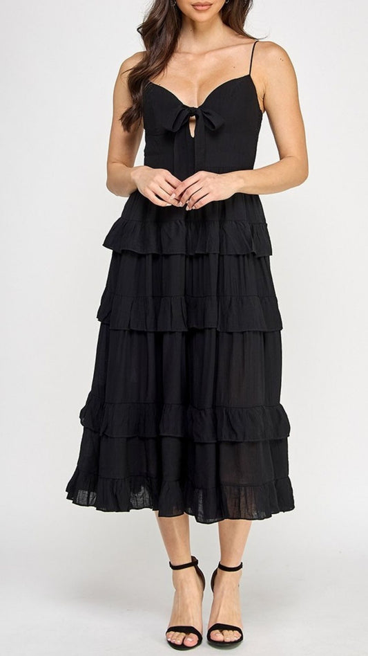 Bow Detailed Tiered Dress