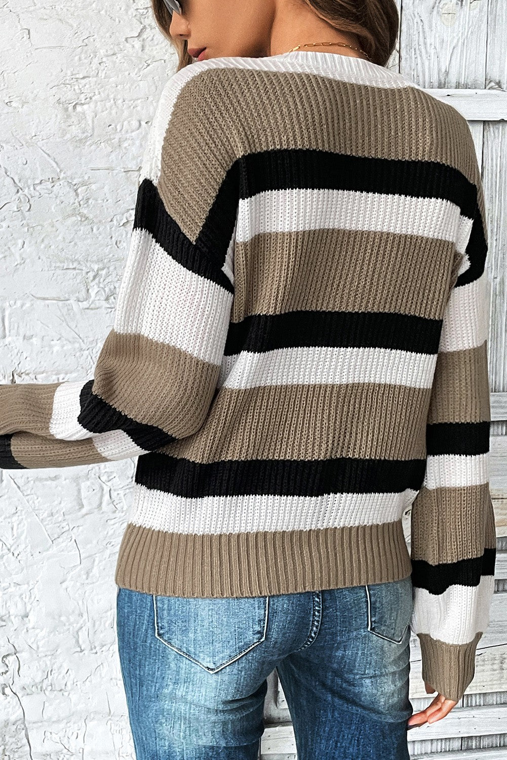 Striped Pattern Knit Sweater