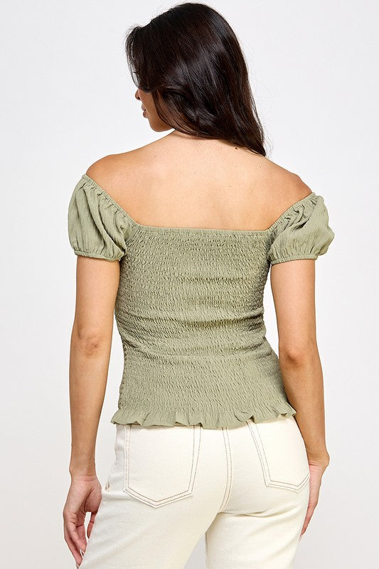 Twisted Bow Smock Top