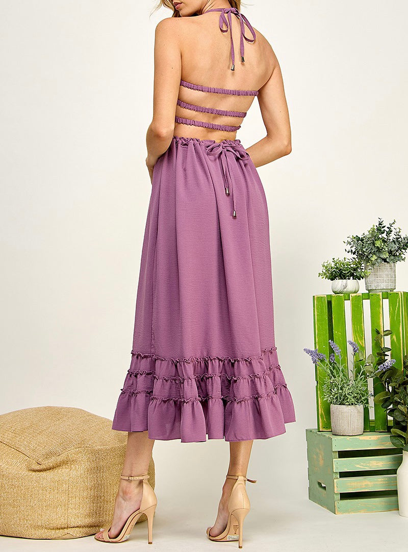 Open Back Halter Dress