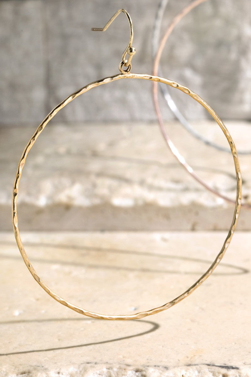 Hammered Metal Hoop Earrings