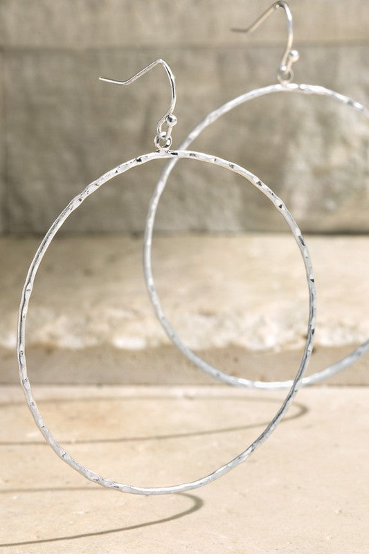 Hammered Metal Hoop Earrings