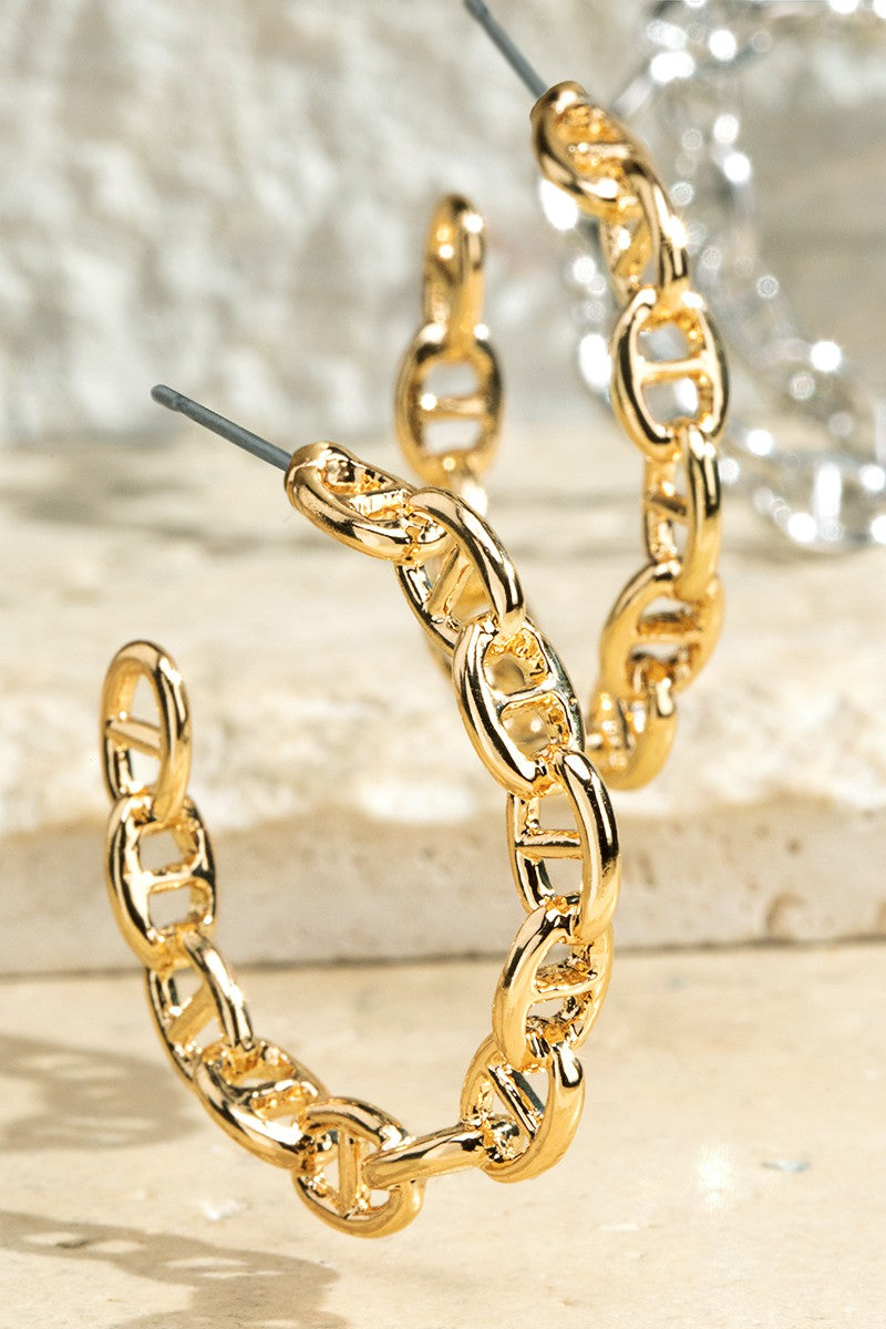 Chain Metal Hoop Earrings