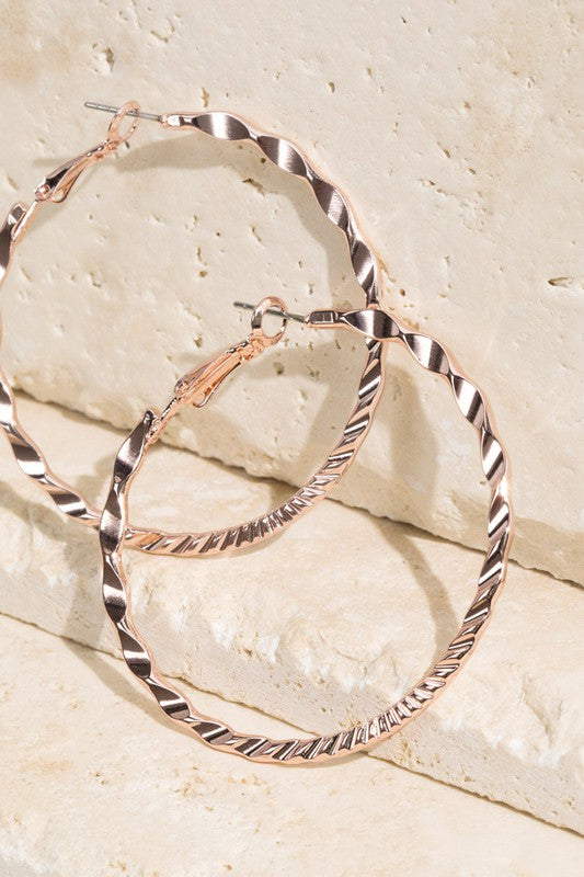 Twisted Metal Hoop Earrings