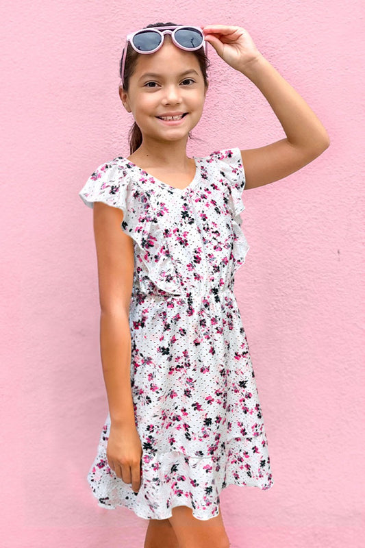 Girls Eyelet Dress W/Ruffle