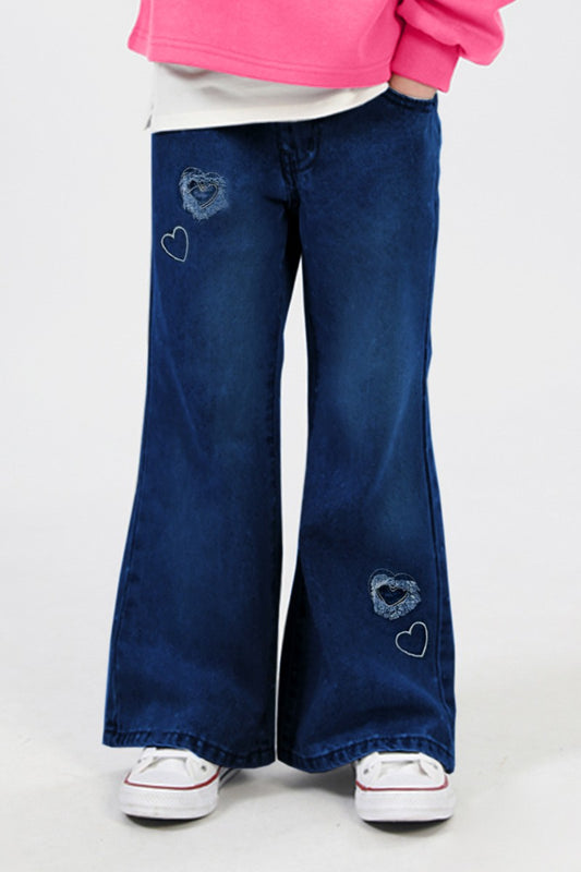 Flare Jean W/Hearts Applique