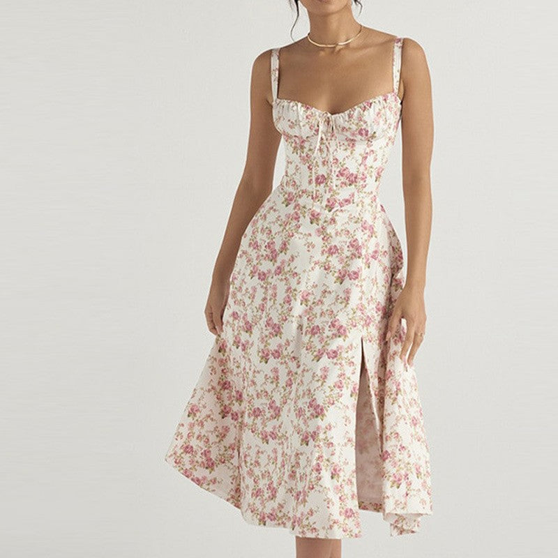Floral Knotted V-Neck Maxi Dress