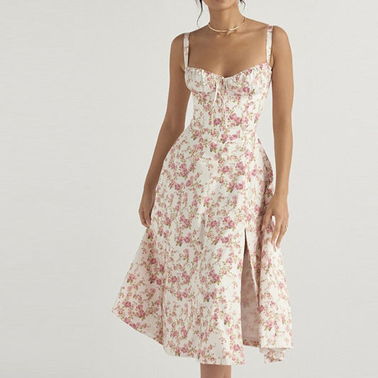 Floral Knotted V-Neck Maxi Dress