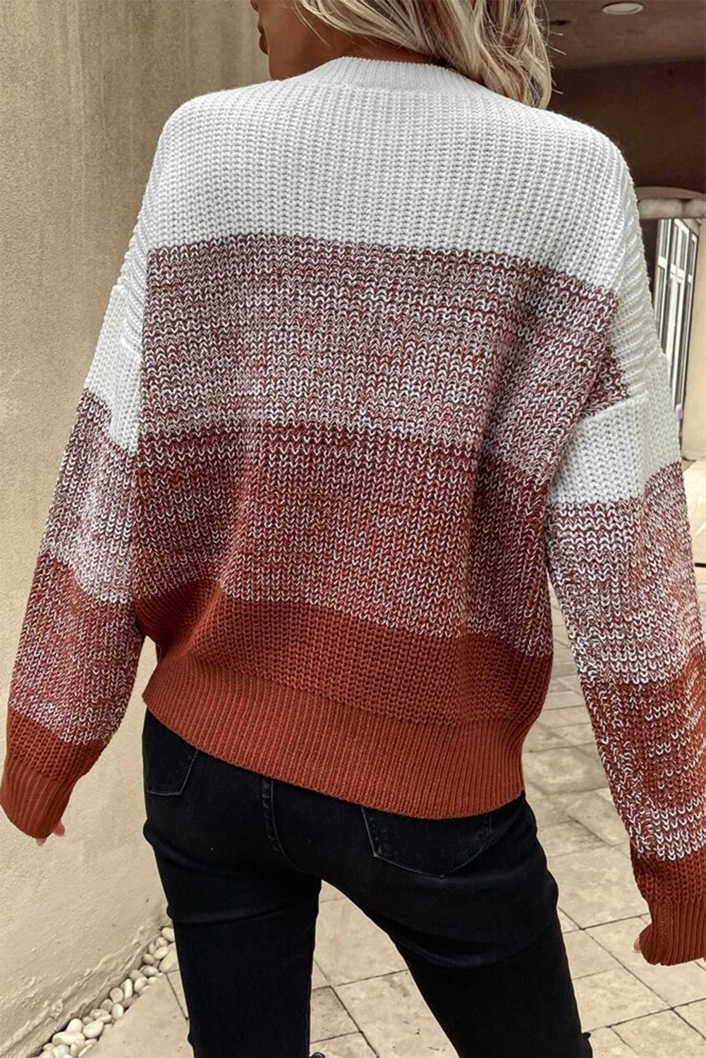 Color Block Ribbed Sweater