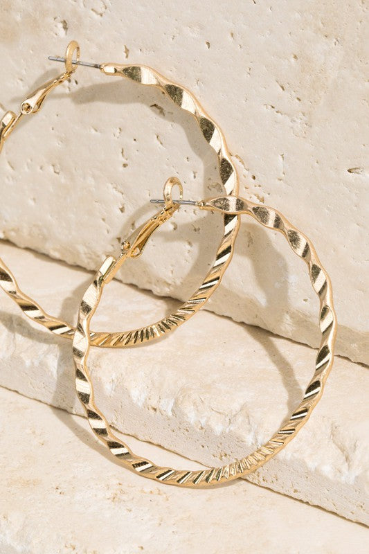 Twisted Metal Hoop Earrings